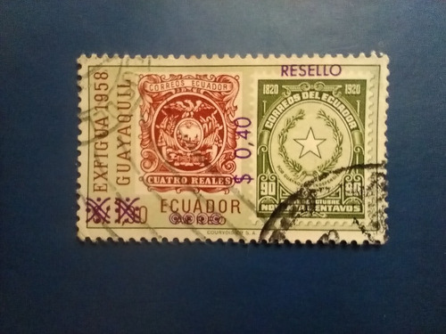 Estampilla Antigua De Ecuador Año 1958 Rara Usada Más Barata