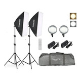 Kit Softbox Lâmpada Led Bivolt 3200k E 5500k Tripe Controle