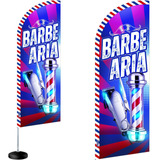 Wind Banner Dupla Face Barbearia Flag Barber Shop Só Tecido