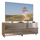 Rack Tv Até 50 Pol C/ Rodízios E Espelhos Multimóveis Mp1080 Cor Rustic