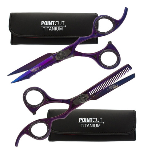 Kit Tijeras Microdentada + Pulir Pointcut Titanio Purple 6