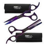 Kit Tijeras Microdentada + Pulir Pointcut Titanio Purple 6