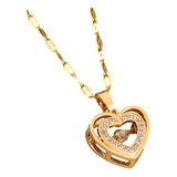 Collar De Mujer Corazón Baño Oro 18k Elegante Dije Zirconia