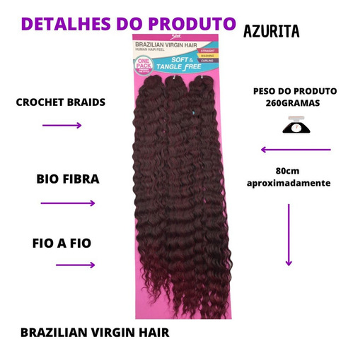 Cabelo Bio Fibra Crochet Brazilian Virgin Hair Sleek Marcela