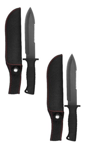 Pack 2 Cuchillo Tactico Militar Pesca De Acero Con Funda Lt