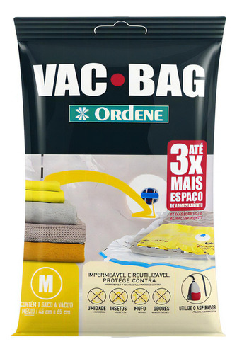 Saco Á Vácuo Vac Bag Plástico Protetor Médio 45x65 Cm Ordene