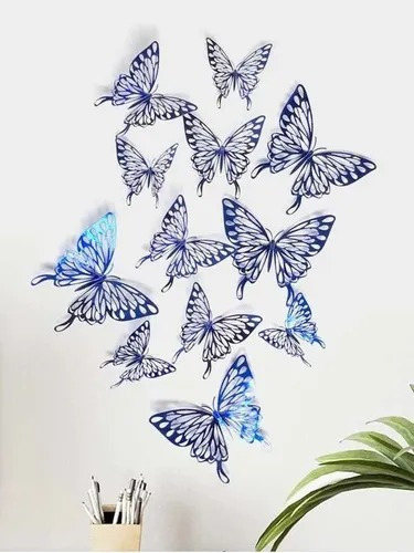 Mariposas 3d Pegatina Para Pared Decorativa 12 Unidades