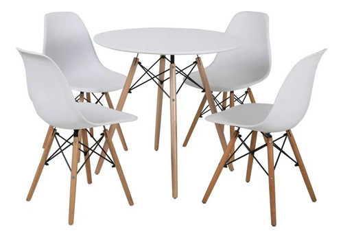 Juego De Comedor 4 Sillas Eames + Mesa Redonda Eames De 80cm