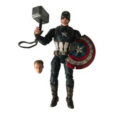 Capitan America Digno Endgame C/ Mjolnir Y Escudo Cap Custom