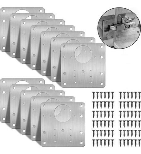 12 Pcs Placa De Reparacion Bisagra Mueble Tornillos Puerta