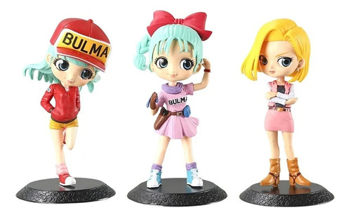 Set 3 Figuras Dragon Ball Qposket Bulma Y Androide 18