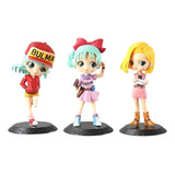 Set 3 Figuras Dragon Ball Qposket Bulma Y Androide 18