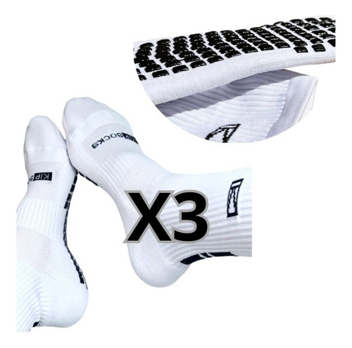  Medias Antideslizantes 3/4 Deportes Profesionales Pack X3