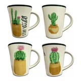 Set X 4 Taza Ceramica Cactus Mug 360 Ml Oferta
