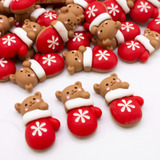 Apliques Decoração De Natal Ursinho 10pçs Laço Resina