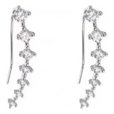 Aretes De Plata 925 Zirconias Largos Unitalla Mujer