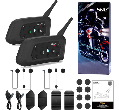 Intercomunicador Bluetooth Para Casco De Motocicleta V6-2pcs