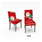 4 Fundas Sillas Comedor Asiento Navideños Decoración Santa