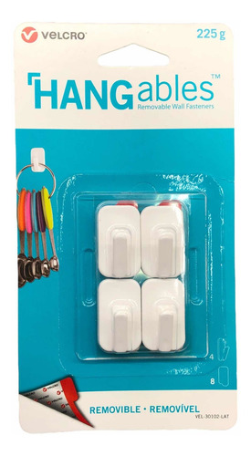 Set 4x Mini Ganchos Velcro Hangables White Carga Máxima 225g