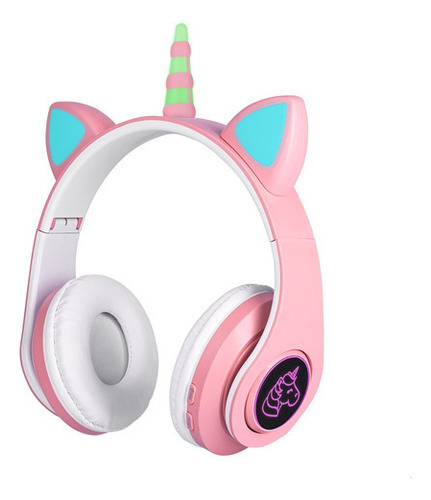Audífonos Bluetooth Unicornio Luz  Diseño I Rosa