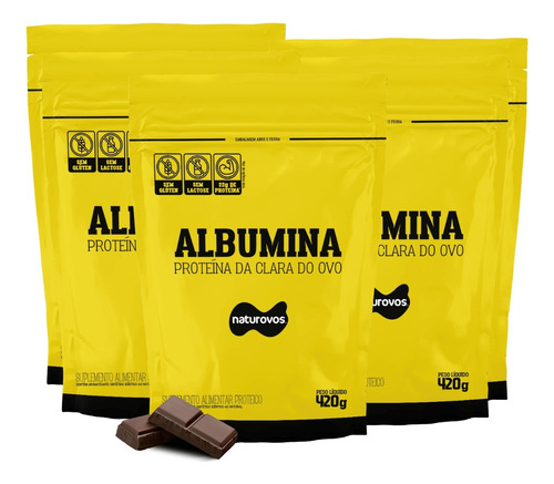 Kit 5 Pacotes Albumina Naturovos 420g - Chocolate