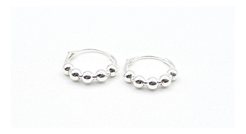 Aros Argollas De Bolitas 12mm. Con Bisagras Plata 925