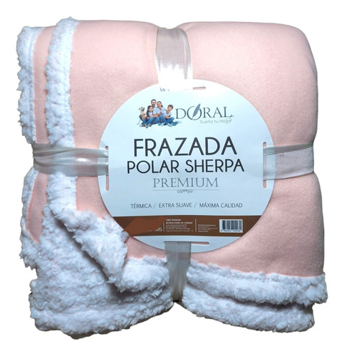 Frazada Polar Sherpa Premium 1,5 Plazas Doral Color Palo Rosa