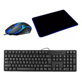 Combo Teclado Negro Usb Español Ñ + Mouse V1 Rgb + Mousepad