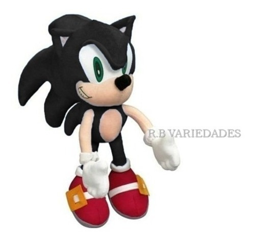 Boneco Sonic Preto De Pelúcia 50cm Frete Incluso