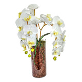 1 Arranjo Com 2 Orquídeas Toque Real + Vaso Decoração = Hani