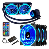 Kit 3 Fan Water Cooler 240mm Led Rgb 120mm Controladora Rise