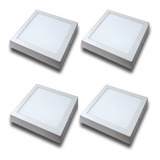 Pack X 4 Panel Plafón De Aplicar Led 12w Sica Blanco Frio / Cálido 220v Cuadrado