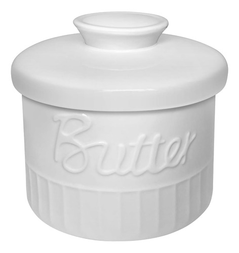 Butter Crock - Elegante Plato De Mantequilla Blanca Con Tapa