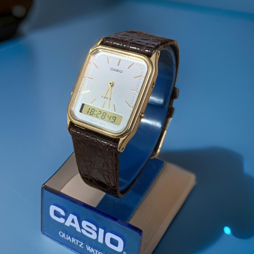 Casio Enchapado En Oro Anadigi Aq706 Vintage Augen003