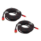 Pack De 2 Cable Hdmi 10 Metros Full Hd 1080p Mayoreo