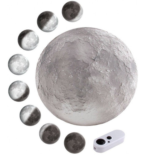 Lampara Velador Led Luna Llena - Fases Lunares -  Luz Noche 