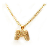 Collar + Dije Control Gamer Swarovski Oro Laminado