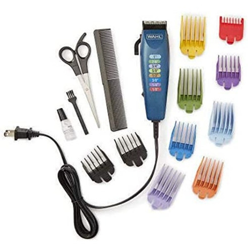 Cortapelo Clipper Wahl Codigo De Colores 17 Piezas Con Estuche Palanca Ajuste Azúl 110v