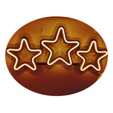 Cartel Neón Led 3 Estrellas Mundial 54x24 Cm -deco -luminoso
