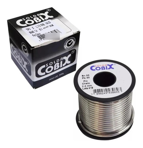 Fio De Solda Cheio 50x50 Estanho 250g Preto 2.4mm Cobix Voltagem 110v/220v