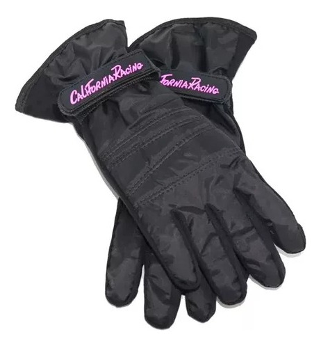 Luva California Racing Feminina Impermeável Preto/rosa