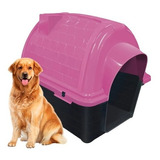 Casinha Para Cães Gatos Casa Em Plástico Grande Pet Rosa N6