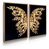 Quadros Decorativos Borboleta Asas Gold Sala Quarto Casal