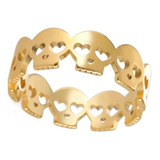 Anillo Argolla De Acero Color Oro Craneo Calavera Para Mujer