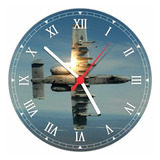 Relógio De Parede Avião Militar Romano Aeronave 30 Cm Rt01