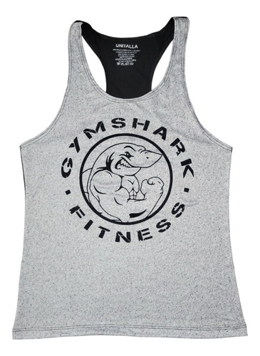 Playera Olimpica Shark Gym Fitness Negro Blanco Brazo Tiburó