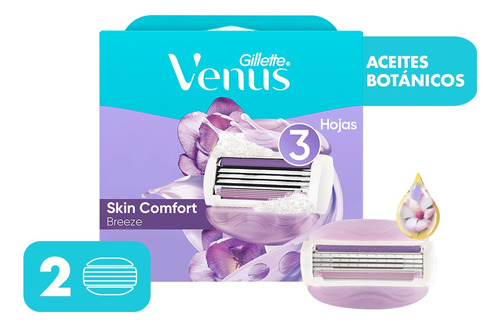 Repuesto Para Maquina De Afeitar Gillette Venus Con 2 Unidades