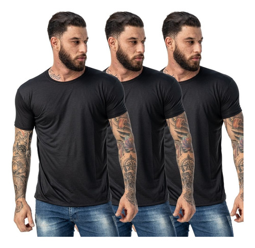Kit 3 Camisetas Masculinas Manga Curta Básicas 100% Algodão