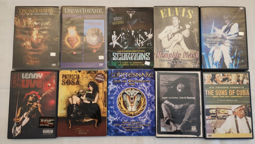 Lote 10 Dvds Música Bandas Dream Theater Scorpions Adams Y +