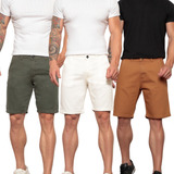 Kit 3 Bermudas Masculina Sarja Social Bolso Embutido Andrew